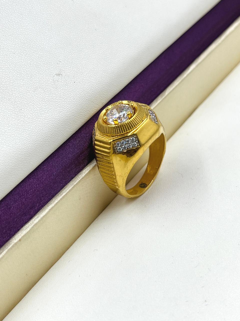 1 GRAM GOLD DIAMOND RING FOR MEN DESIGN A-1098