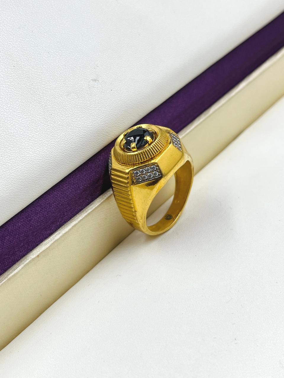 1 GRAM GOLD DIAMOND RING FOR MEN DESIGN A-1097