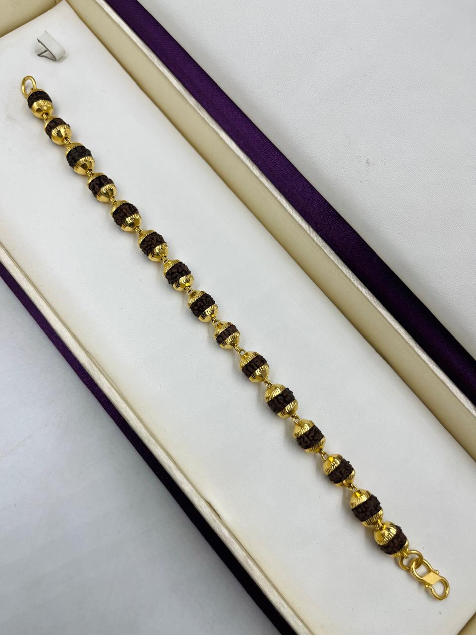 1 GRAM GOLD RUDRAKSHA BRACELET FOR MEN DESIGN A-447