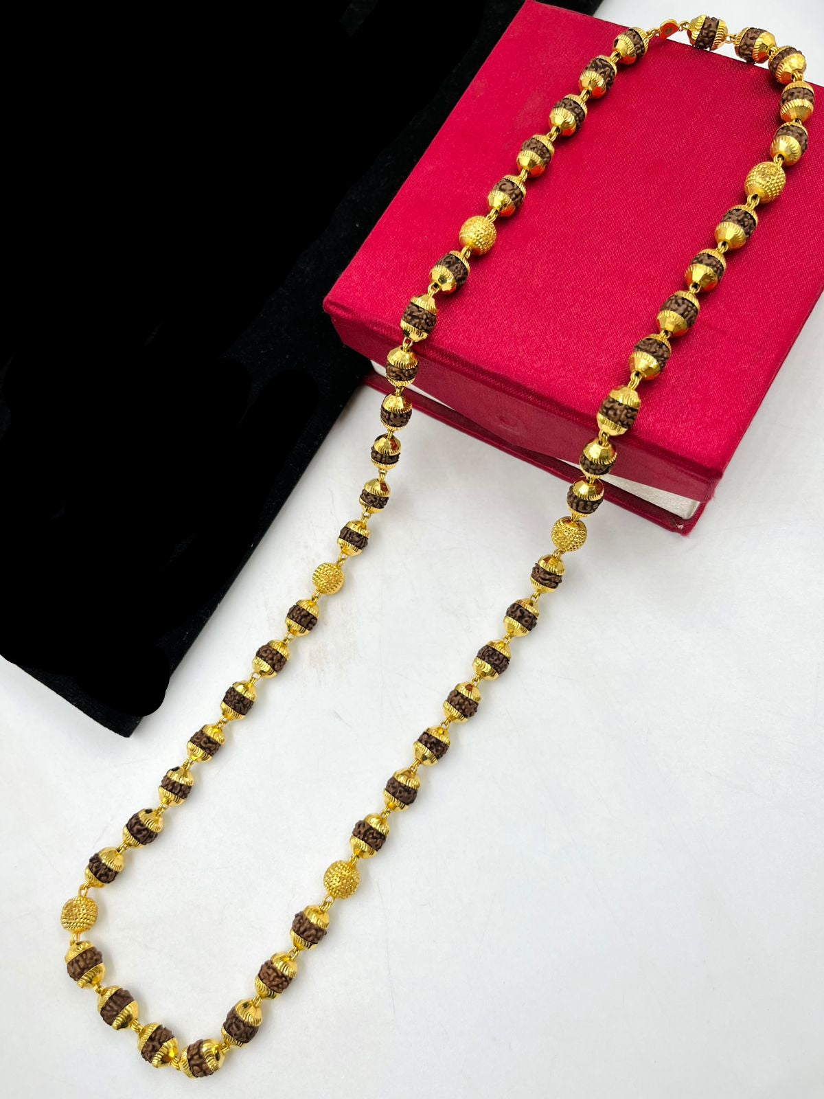 1 GRAM GOLD RUDRAKSHA MALA FOR MEN DESIGN A-99