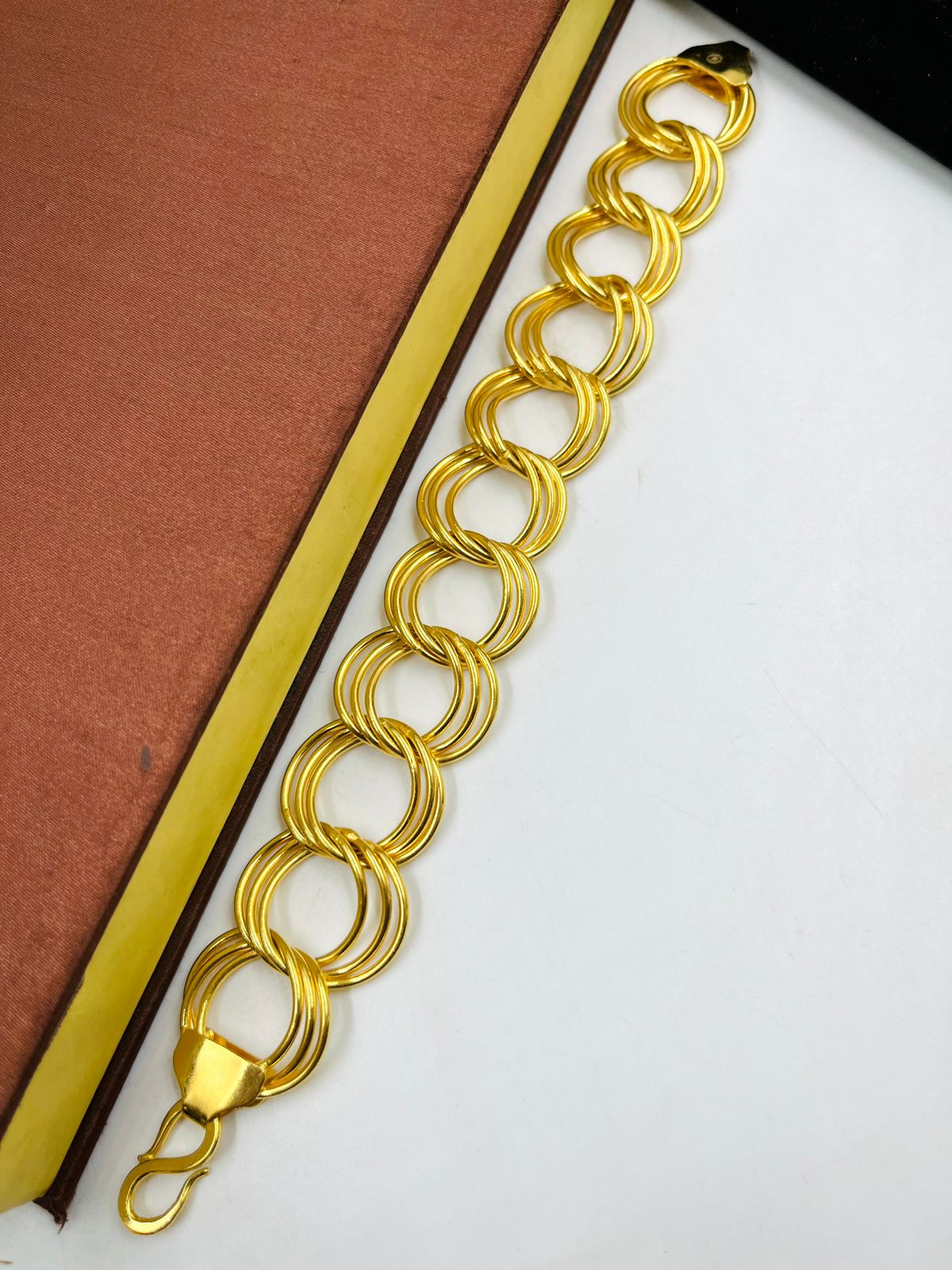 1 GRAM GOLD ROUND KADI BRACELET FOR MEN DESIGN A-448