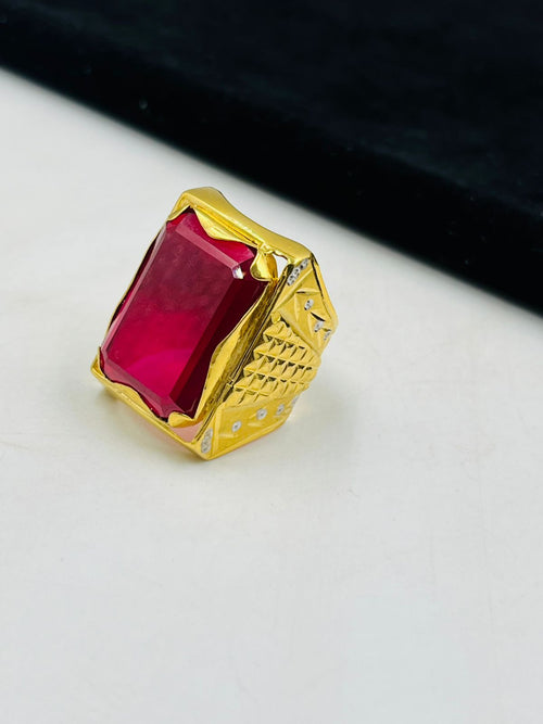 1 GRAM GOLD PLATING HEAVY LOOK DIAMOND RING FOR MEN DESIGN A-306