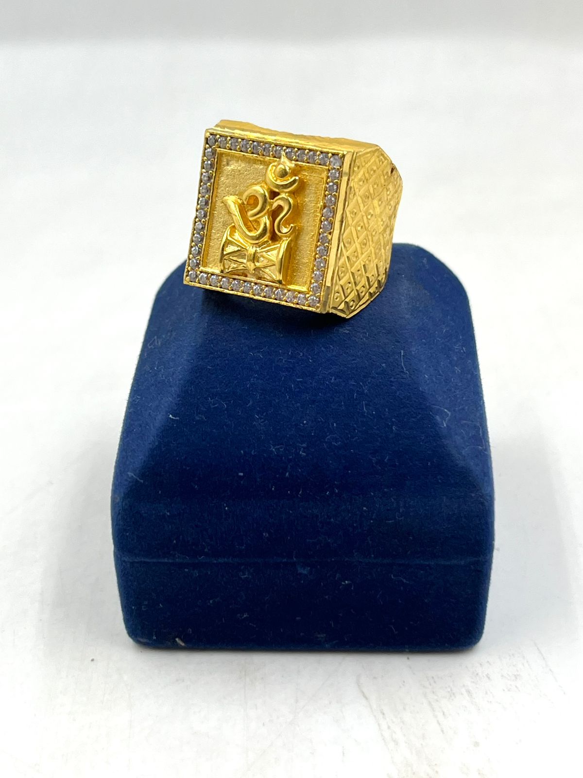 1 GRAM GOLD FORMING OM WITH DAMRU RING FOR MEN DESIGN A-1107