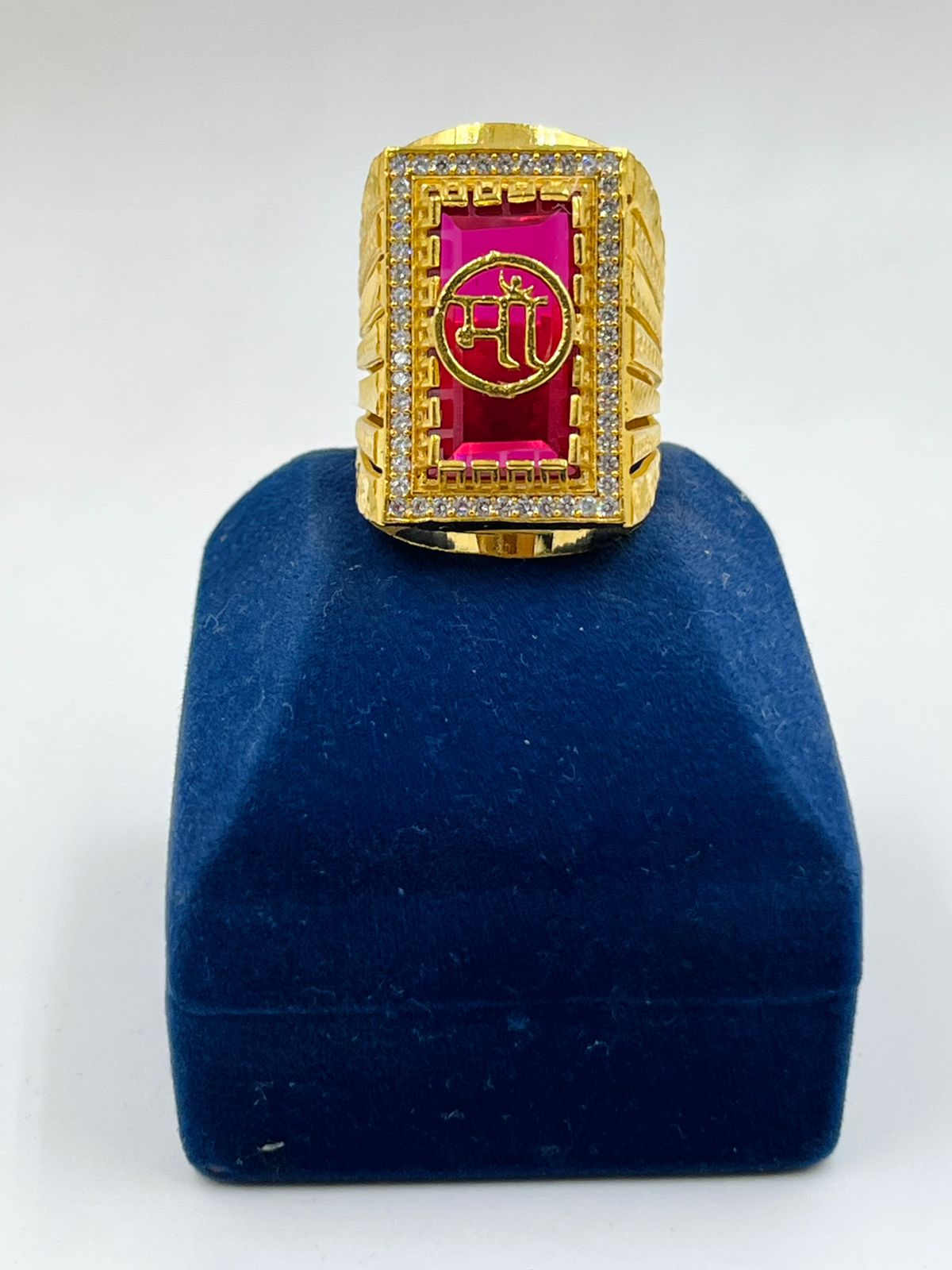 1 GRAM GOLD MAA WITH DIAMOND RING FOR MEN DESIGN A-1117