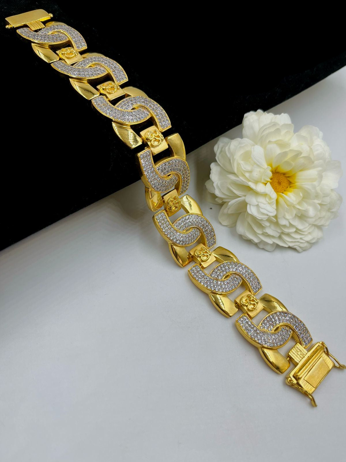 1 GRAM GOLD OM (AUM) DIAMOND BRACELET FOR MEN DESIGN A-275