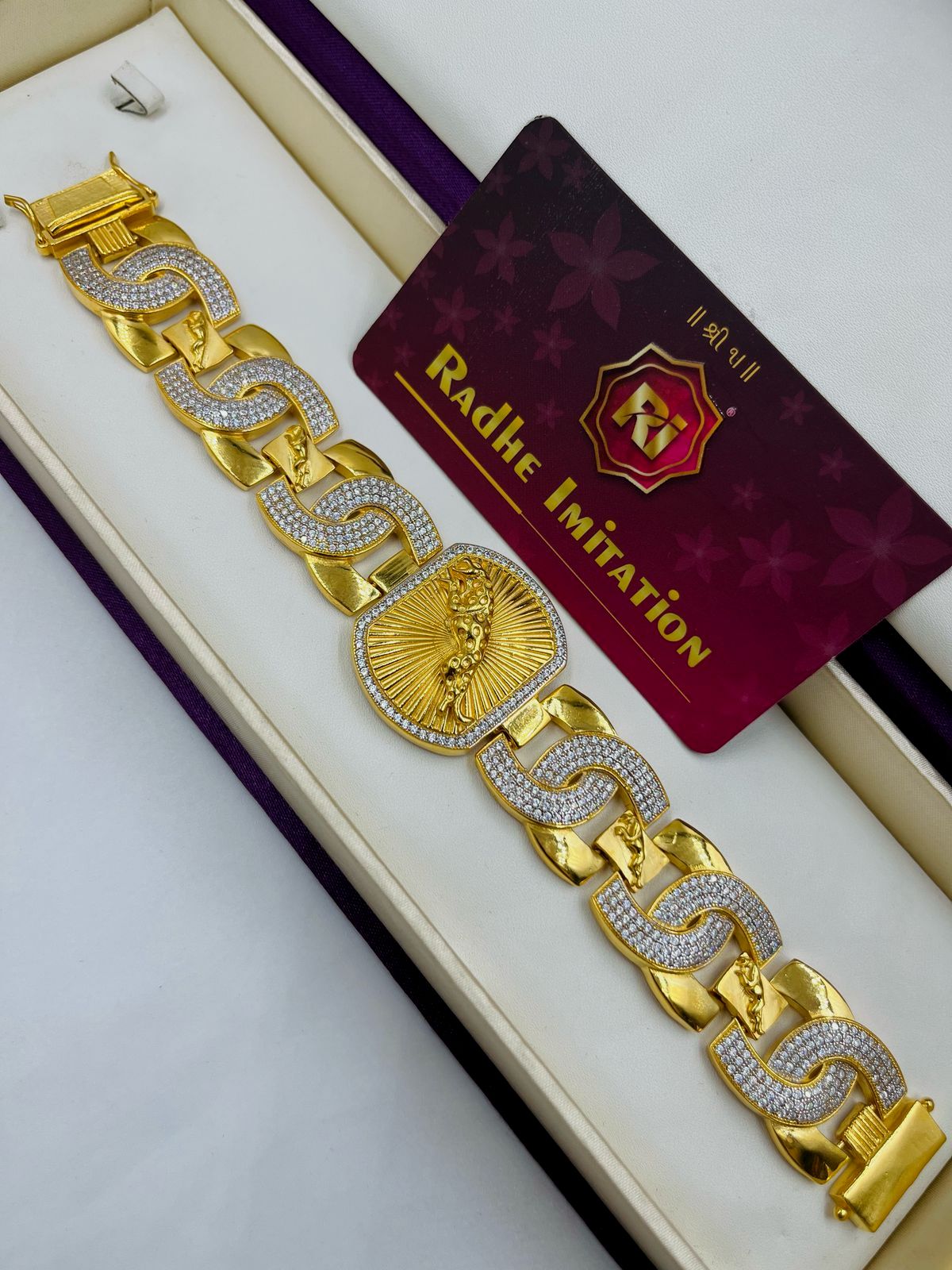 1 GRAM GOLD JAGUAR DIAMOND BRACELET FOR MEN DESIGN A-245