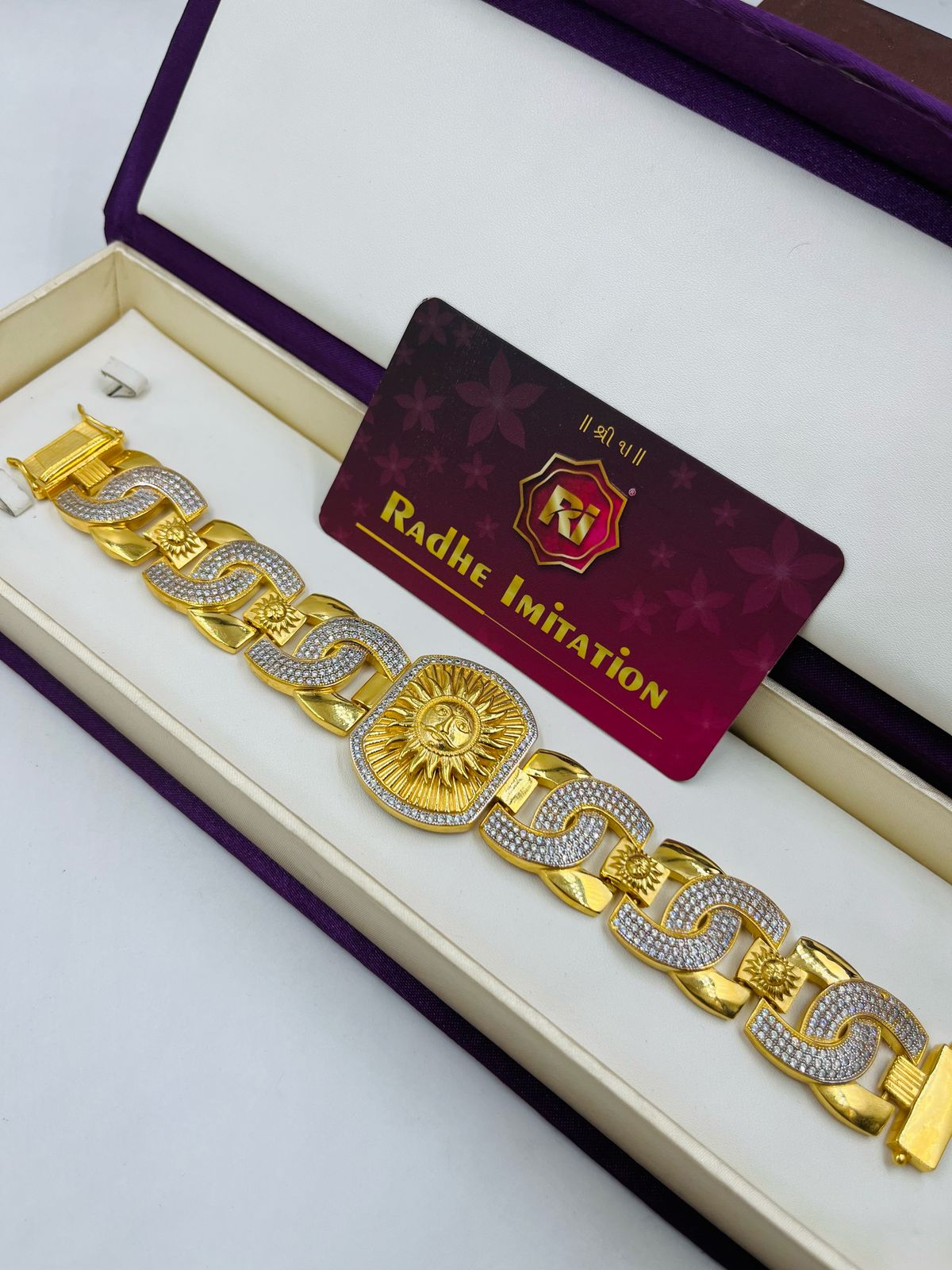 1 GRAM GOLD PLATING SURYA DIAMOND BRACELET FOR MEN DESIGN A-452