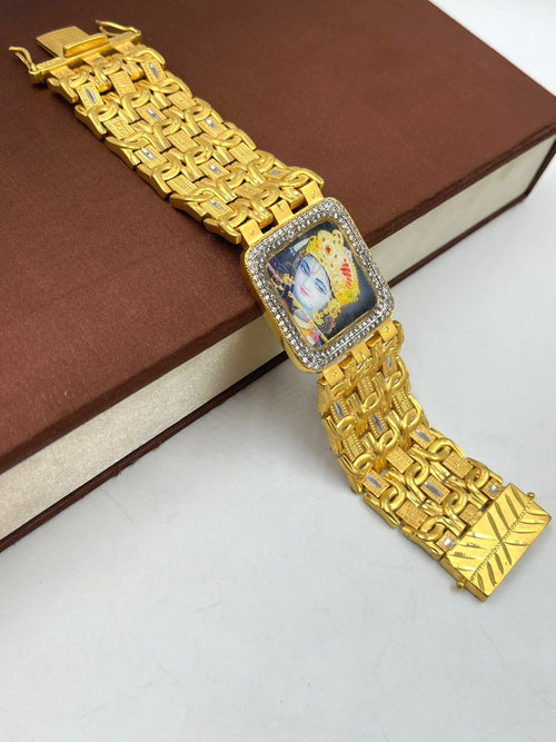1 GRAM GOLD KRISHNA PHOTO BRACELET FOR MEN DESIGN A-459