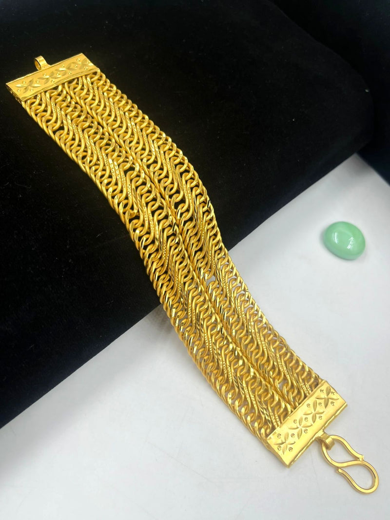 1 GRAM GOLD 2 LINE AATHDA BRACELET FOR MEN DESIGN A-462