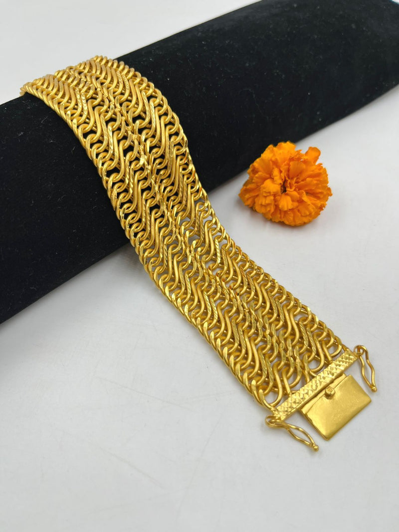 1 GRAM GOLD 2 LINE AATHDA BRACELET FOR MEN DESIGN A-144