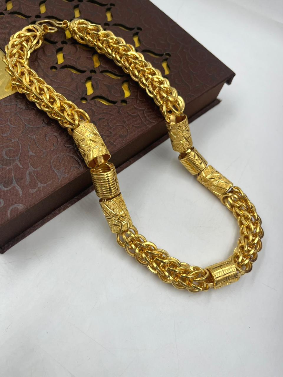 1 GRAM GOLD FORMING HEAVY LOOK BHUNGLI CHAIN FOR MEN DESIGN A-276
