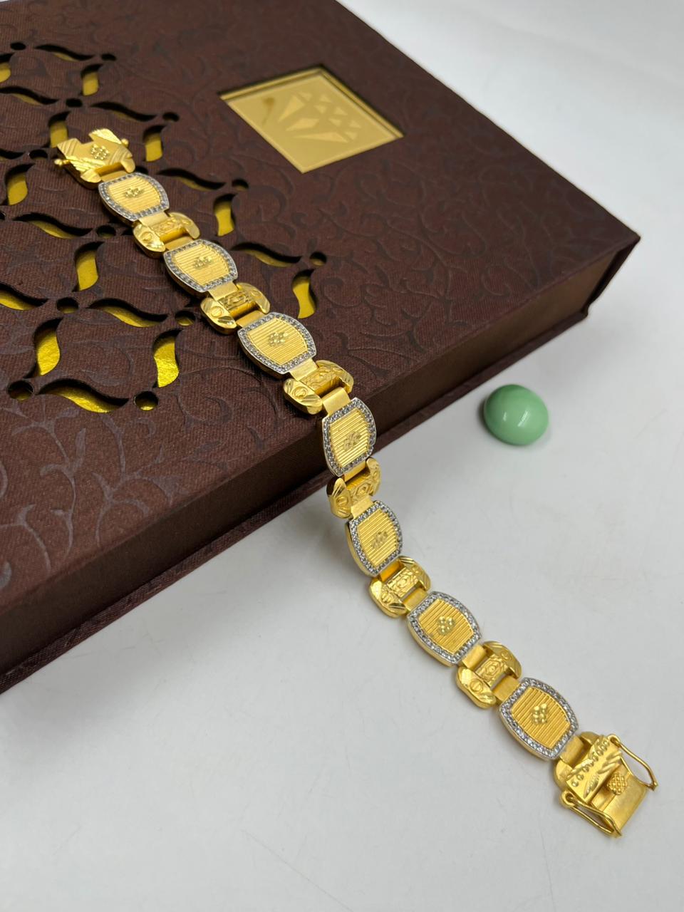 1 GRAM GOLD DIAMOND BRACELET FOR MEN DESIGN A-434
