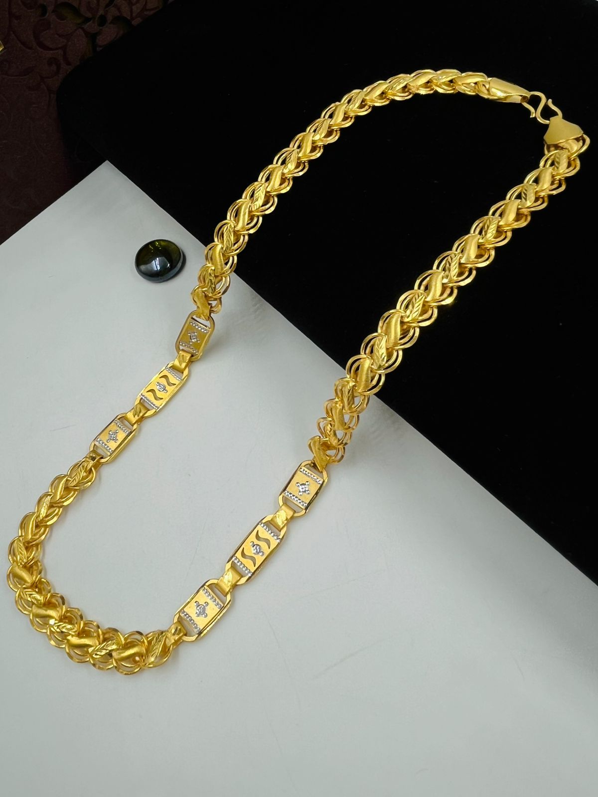 1 GRAM GOLD KOYLI WITH NAWABI CHAIN FOR MEN DESIGN A-519