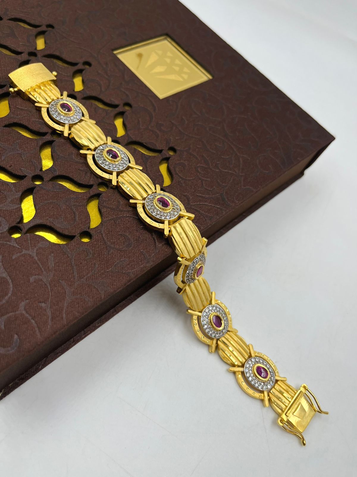 1 GRAM GOLD PLATING NEW DIAMOND BRACELET FOR MEN DESIGN A-19
