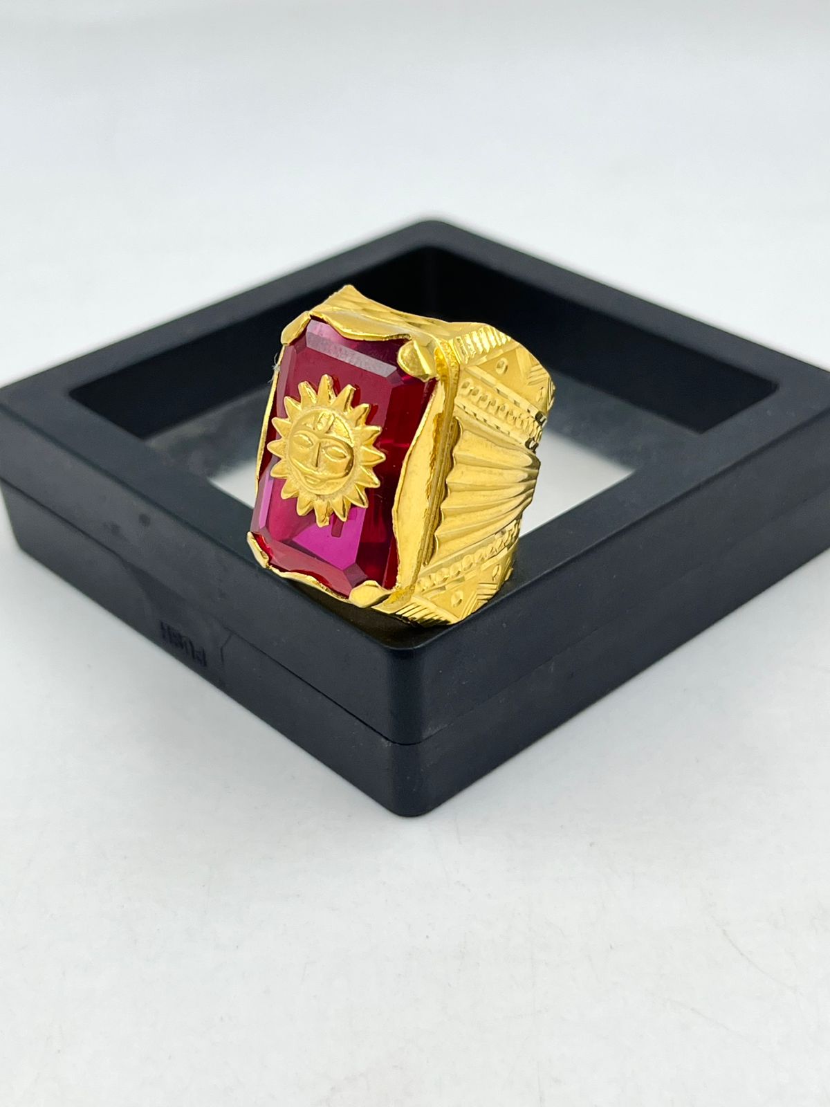 1 GRAM GOLD DIAMOND WITH SURYA RING FOR MEN DESIGN A-629
