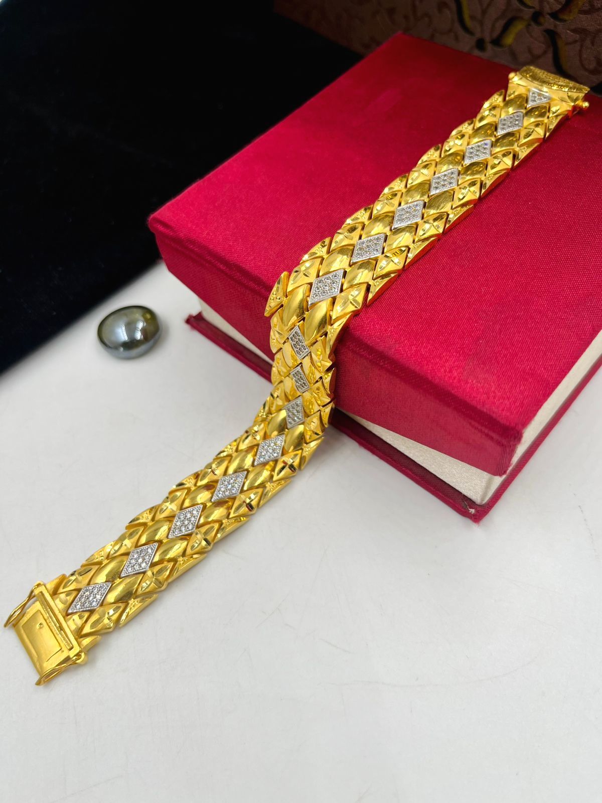 1 GRAM GOLD DIAMOND BRACELET FOR MEN DESIGN A-475