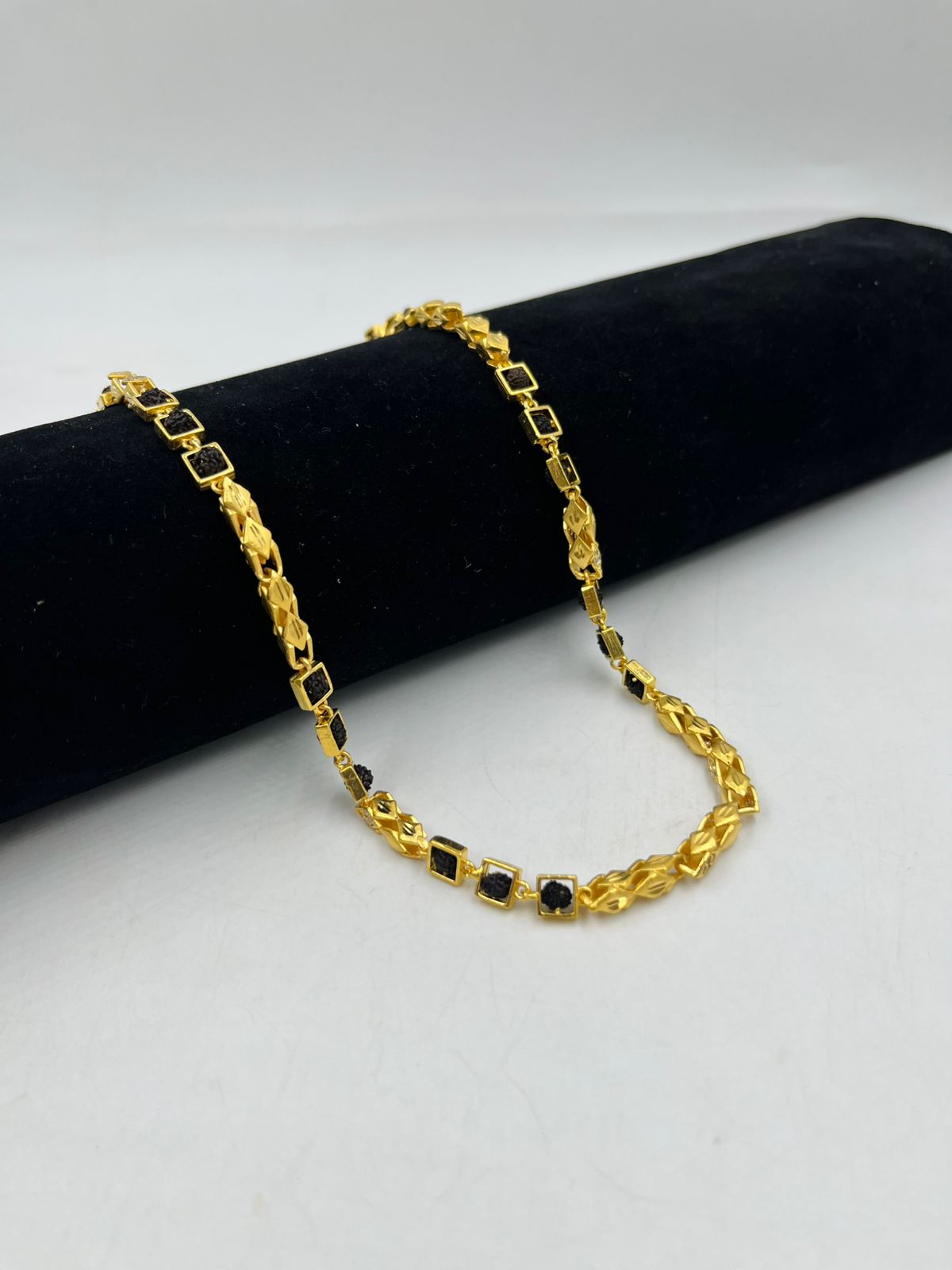 1 GRAM GOLD SQURE DIAMOND RUDRAKSHA MALA FOR MEN DESIGN A-101