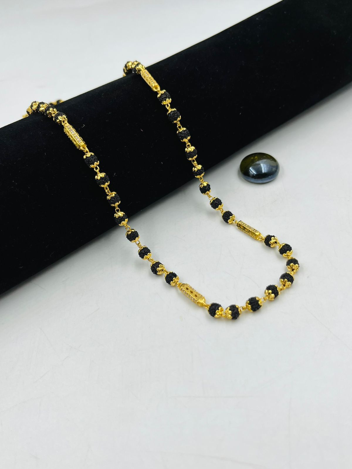 1 GRAM GOLD DIAMOND RUDRAKSHA MALA FOR MEN DESIGN A-88