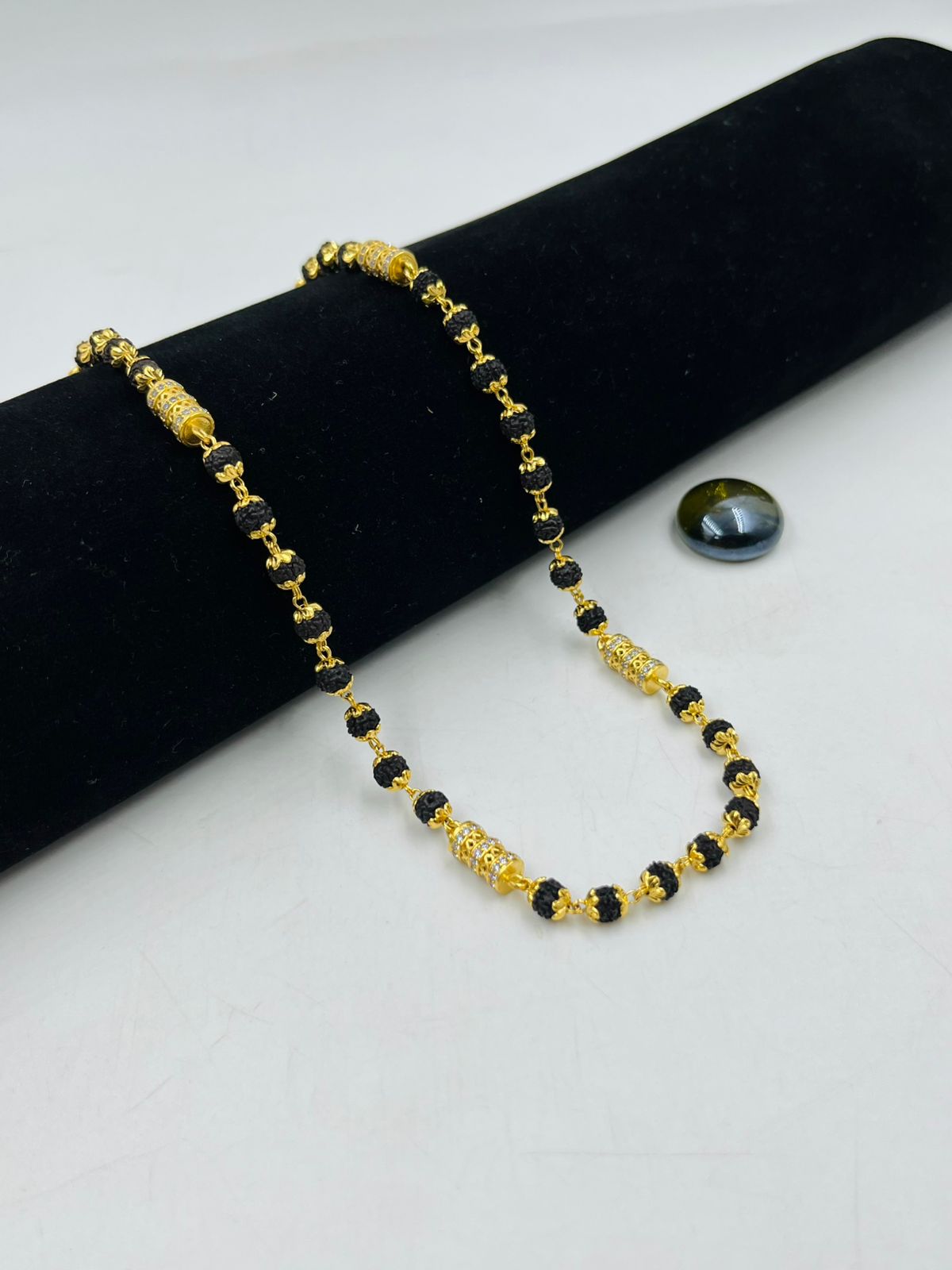 1 GRAM GOLD DIAMOND RUDRAKSHA MALA FOR MEN DESIGN A-89