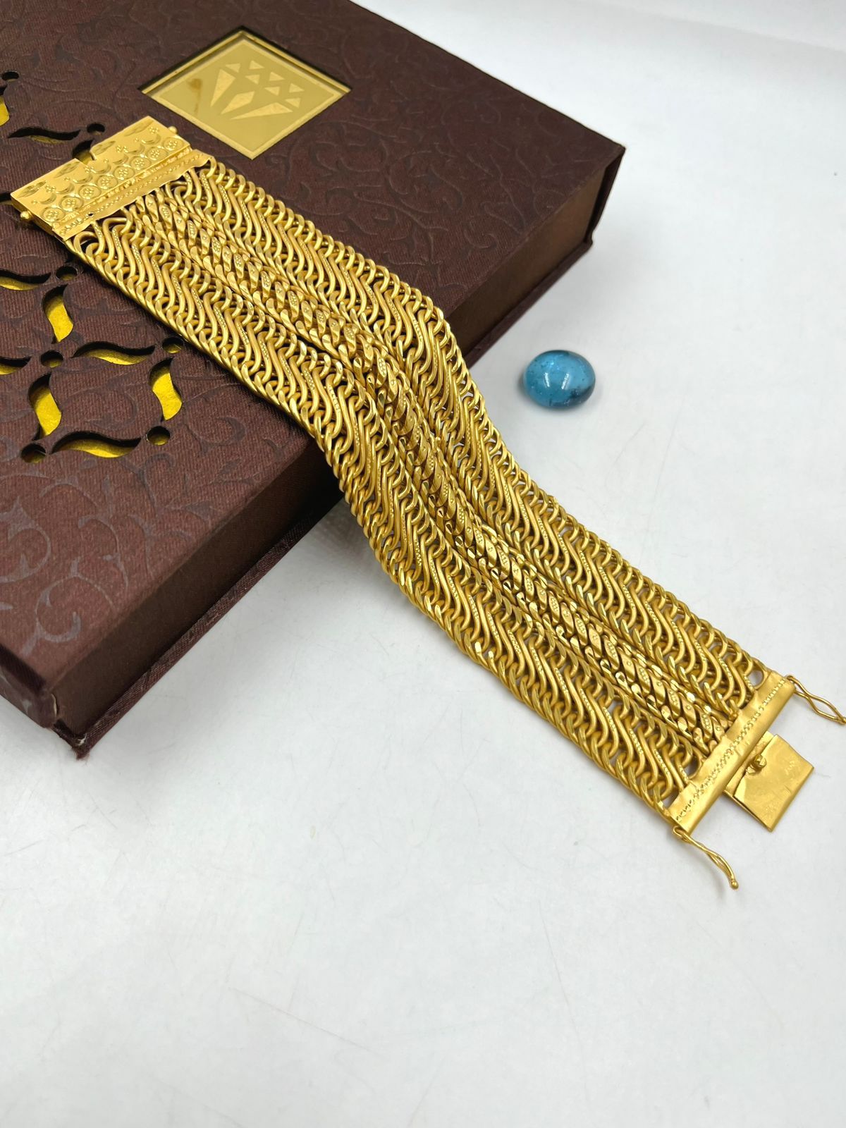 1 GRAM GOLD PLATED 3 LINE HEAVY AATHDA BRACELET FOR MEN DESIGN A-483