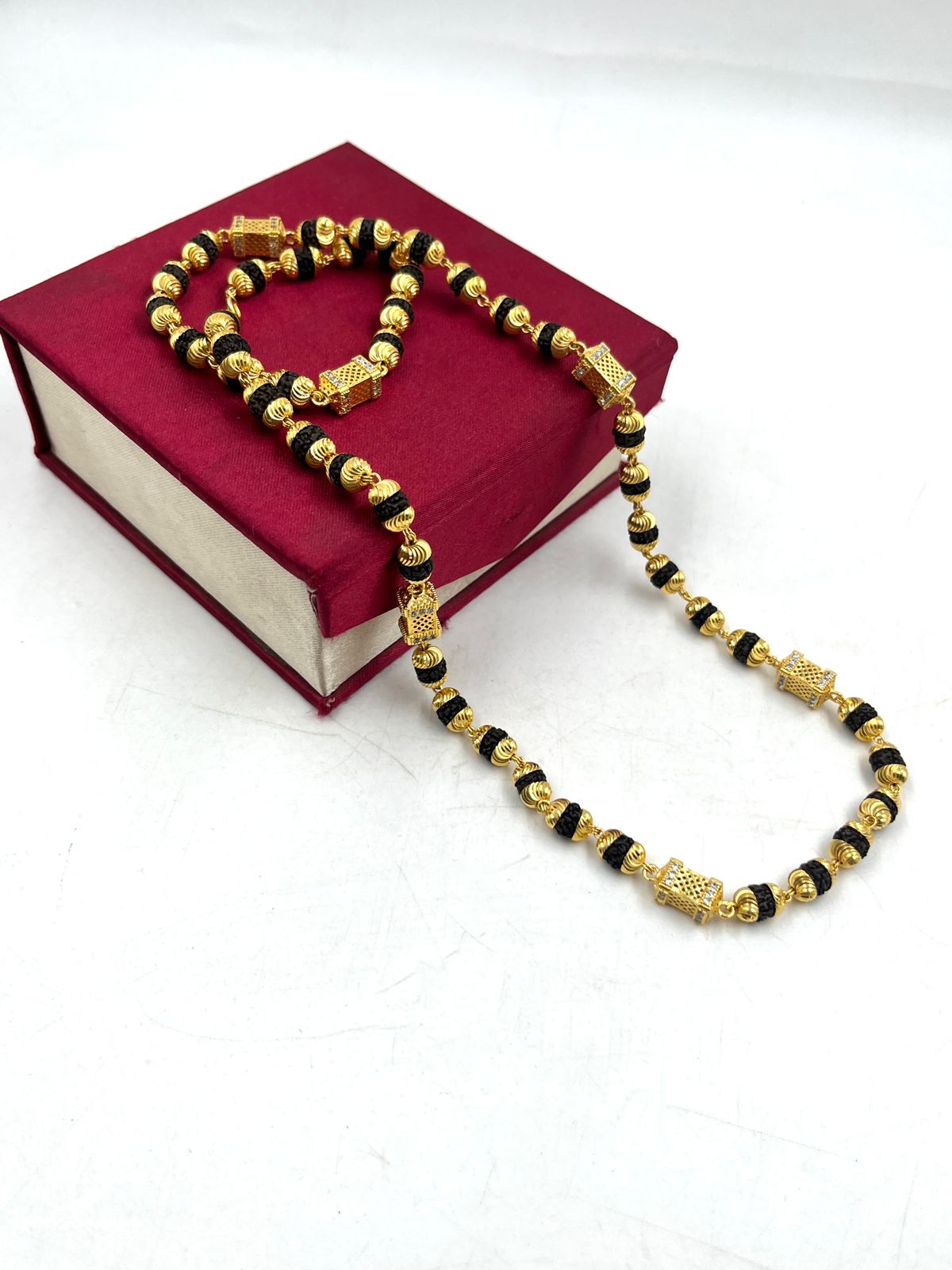 1 GRAM GOLD DIAMOND RUDRAKSHA MALA FOR MEN DESIGN A-109