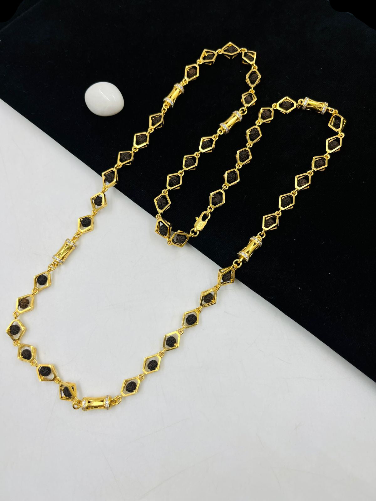 1 GRAM GOLD PLATING DIAMOND RUDRAKSHA MALA FOR MEN DESIGN A-116