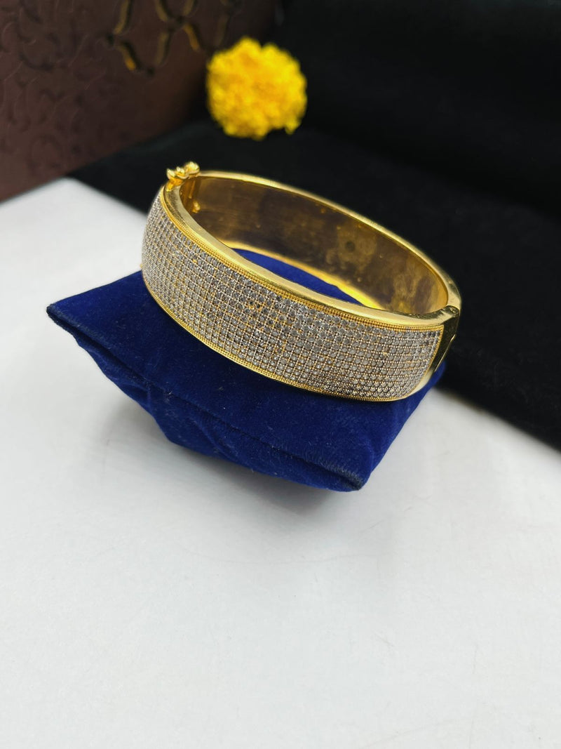 1 GRAM GOLD BIG HEAVY DIAMOND KADA FOR MEN DESIGN A-38