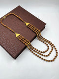 1 GRAM GOLD PLATED 3 LINE RUDRAKSHA MALA FOR MEN DESIGN A-127