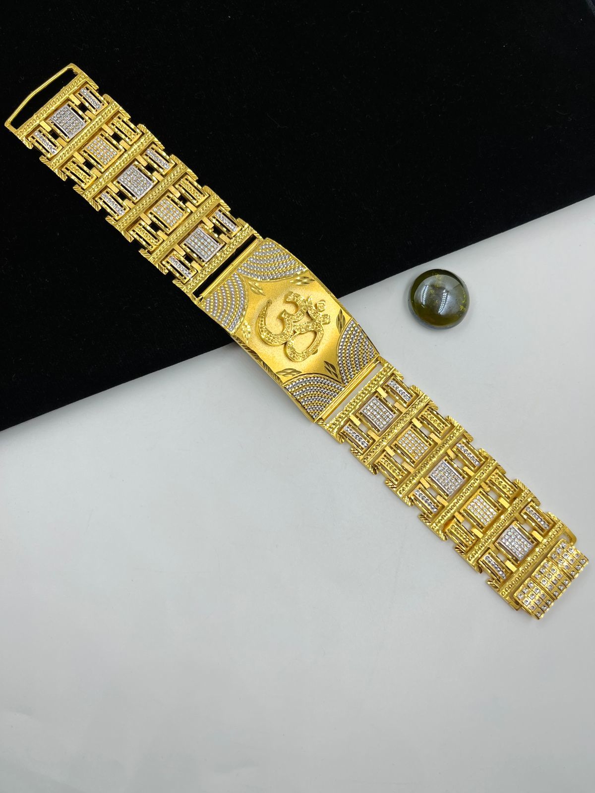1 GRAM GOLD FORMING OM (AUM) NEW BRACELET FOR MEN DESIGN A-304