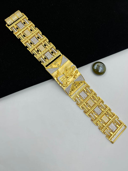 1 GRAM GOLD FORMING MAA KHODIYAR BRACELET FOR MEN DESIGN A-454