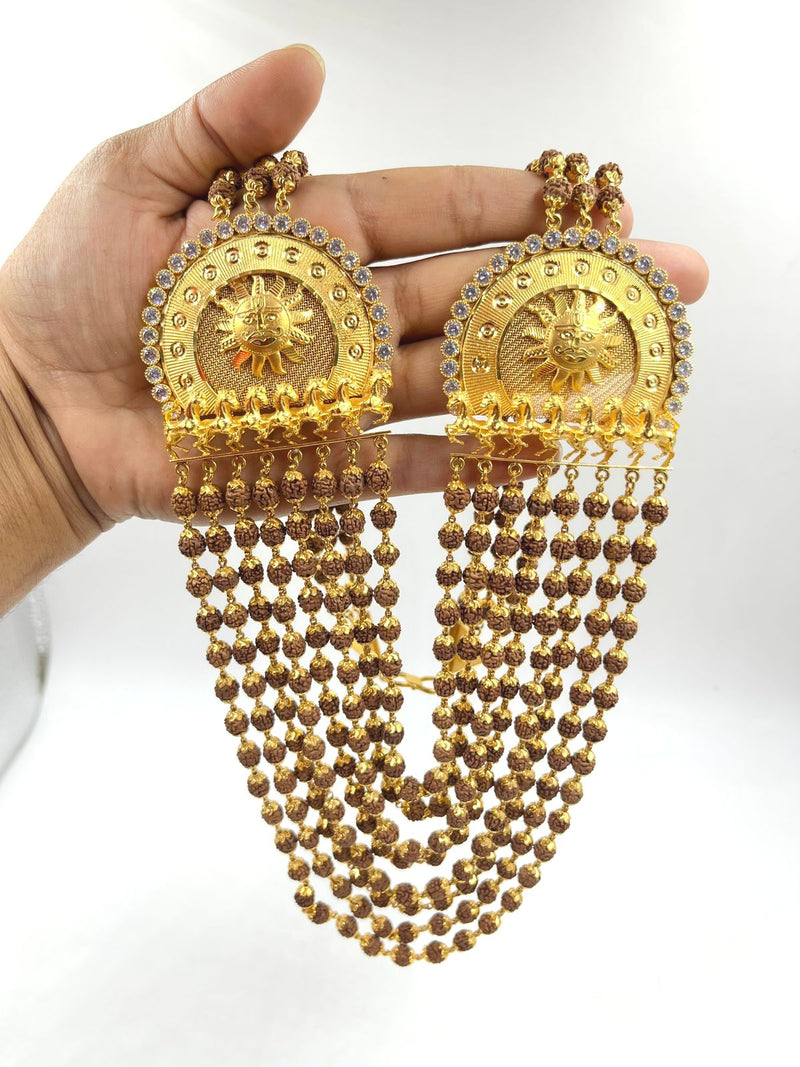 1 GRAM GOLD 8 LINE SURYDEV RUDRAKSHA MALA FOR MEN DESIGN A-128