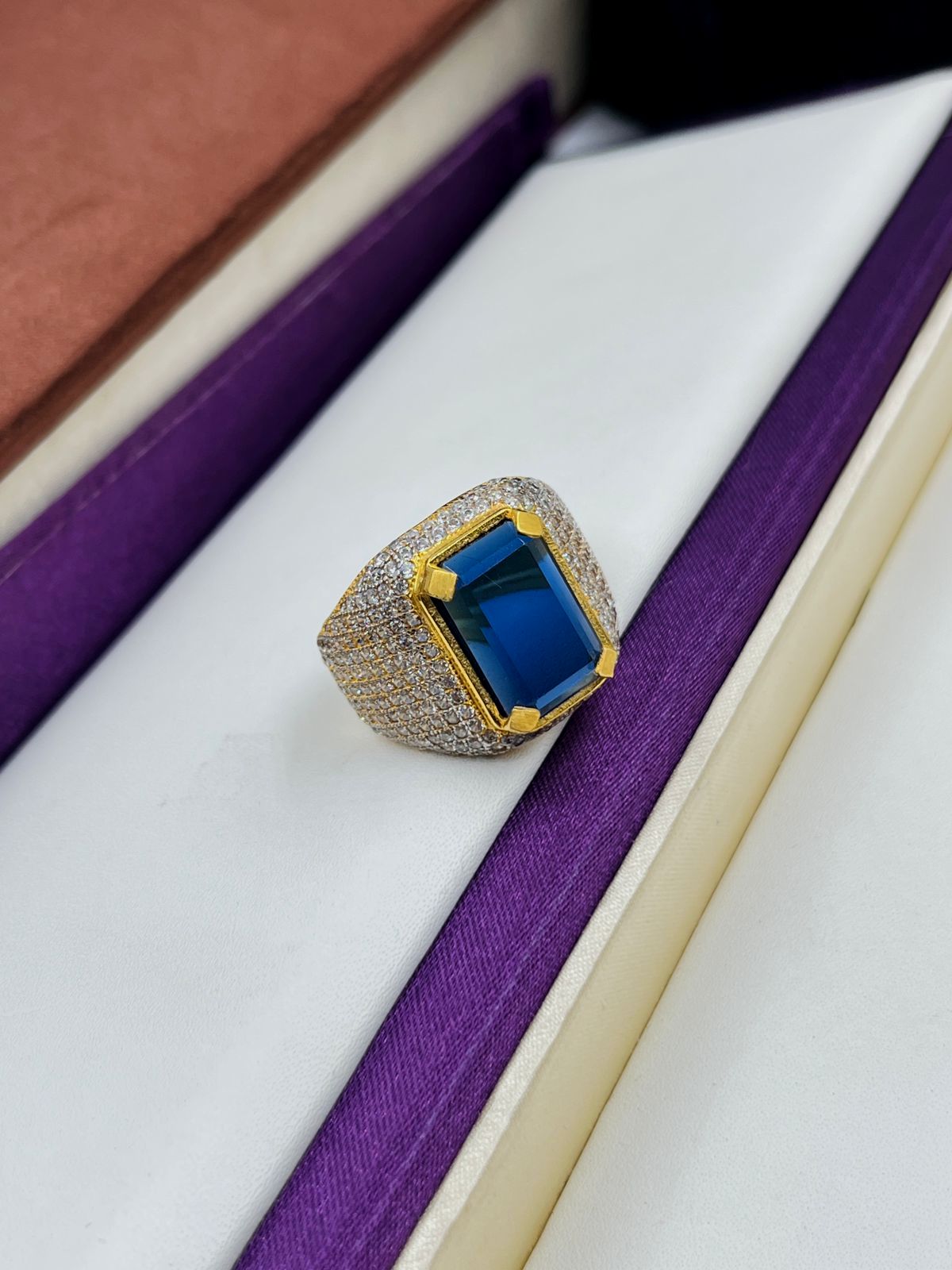 1 GRAM GOLD PLATING DIAMOND RING FOR MEN DESIGN A-370