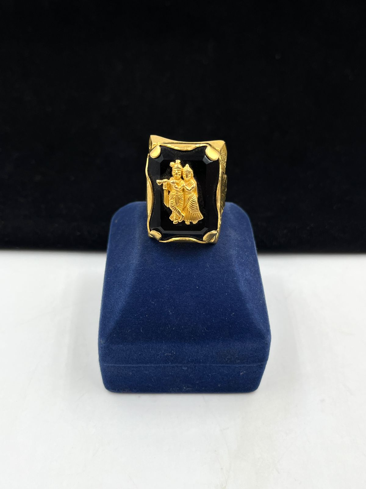 1 GRAM GOLD BLACK DIAMOND RING FOR MEN DESIGN A-783