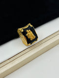 1 GRAM GOLD BLACK DIAMOND RING FOR MEN DESIGN A-783