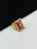 1 GRAM GOLD FORMING RED DIAMOND RING FOR MEN DESIGN A-550
