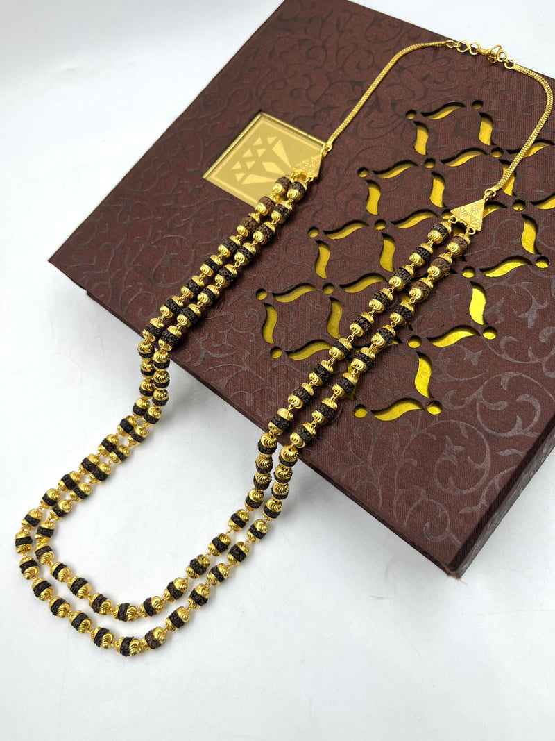 1 GRAM GOLD 2 LINE RUDRAKSHA MALA FOR MEN DESIGN A-92