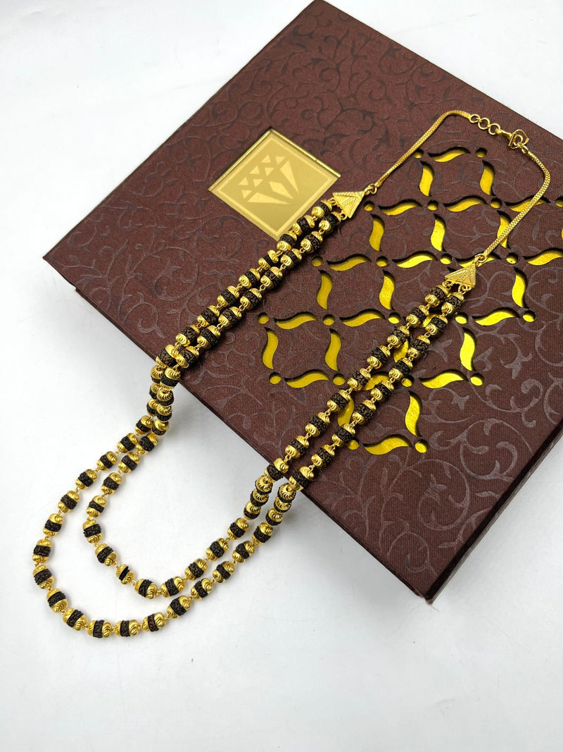 1 GRAM GOLD 2 LINE RUDRAKSHA MALA FOR MEN DESIGN A-93