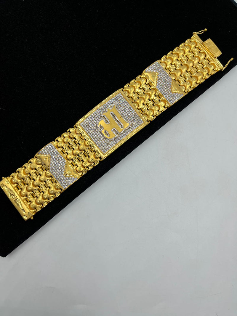 1 GRAM GOLD 4 LINE BAHUBALI MAA BRACELET FOR MEN DESIGN A-350
