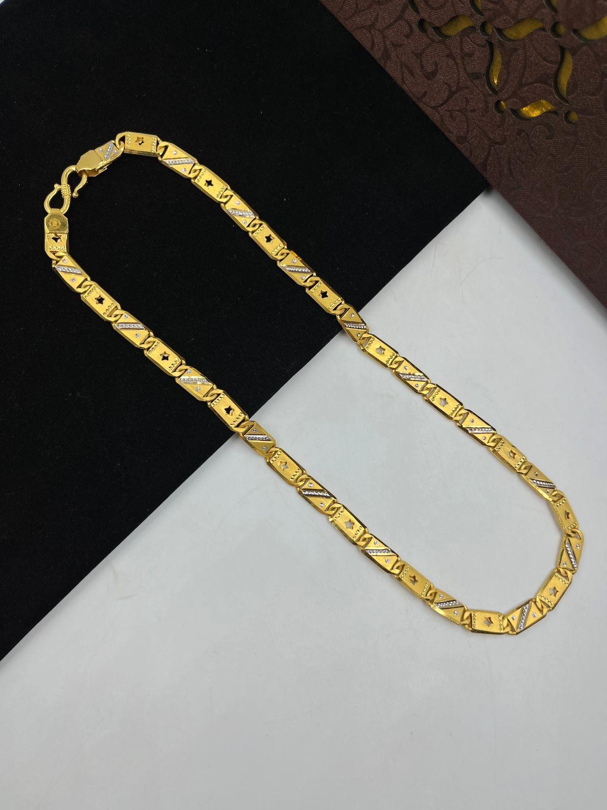 1 GRAM GOLD PLATING STAR DESIGN NAWABI CHAIN FOR MEN DESIGN A-233