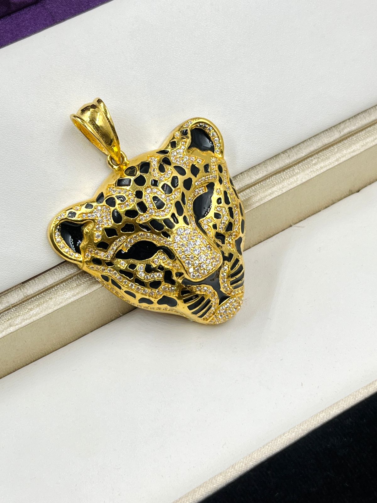 1 GRAM GOLD LEOPARD DIAMOND PENDANT FOR MEN DESIGN A-484