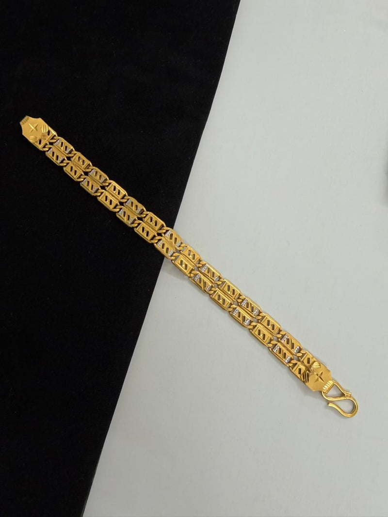1 GRAM GOLD 2 LINE NAWABI BISCUITS BRACELET FOR MEN DESIGN A-214