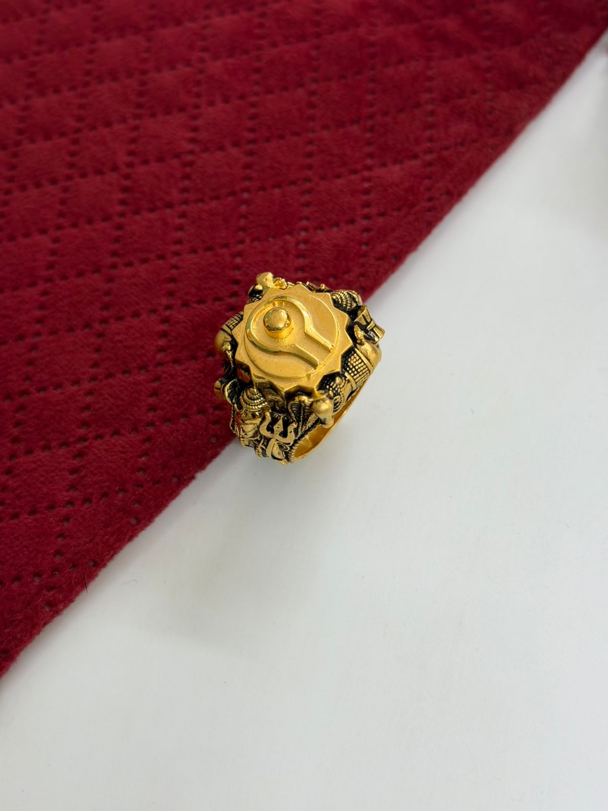 1 GRAM GOLD SHIVLING WITH MAHADEV RING FOR MEN DESIGN A-1081