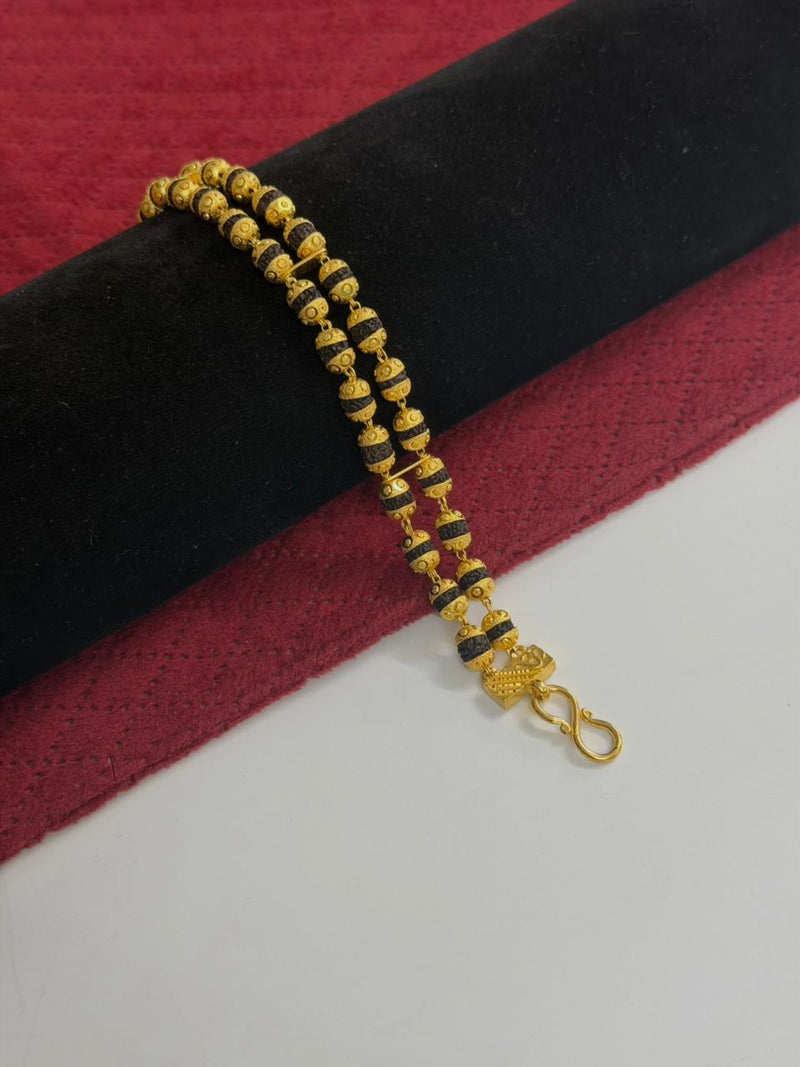 1 GRAM GOLD 2 LINE RUDRAKSHA BRACELET FOR MEN DESIGN A-503
