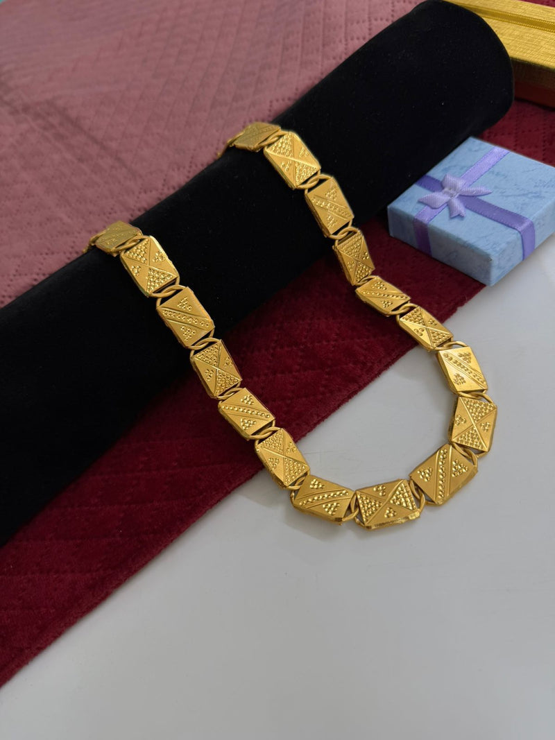 1 GRAM GOLD BIG SIZE NAWABI (BISCUITS) CHAIN FOR MEN DESIGN A-548