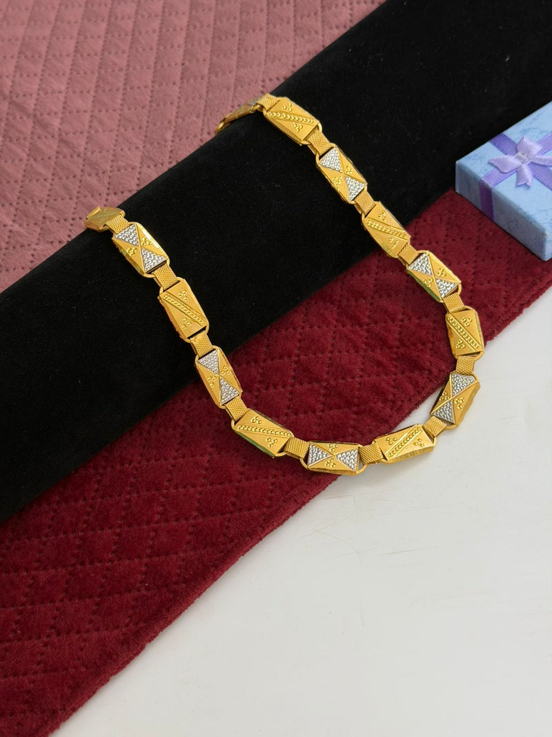 1 GRAM GOLD BIG SIZE NAWABI BISCUITS CHAIN FOR MEN DESIGN A-390