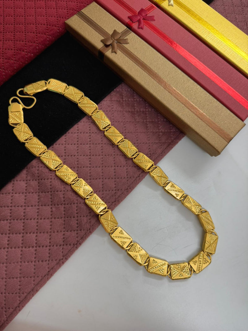 1 GRAM GOLD BIG SIZE NAWABI (BISCUITS) CHAIN FOR MEN DESIGN A-548