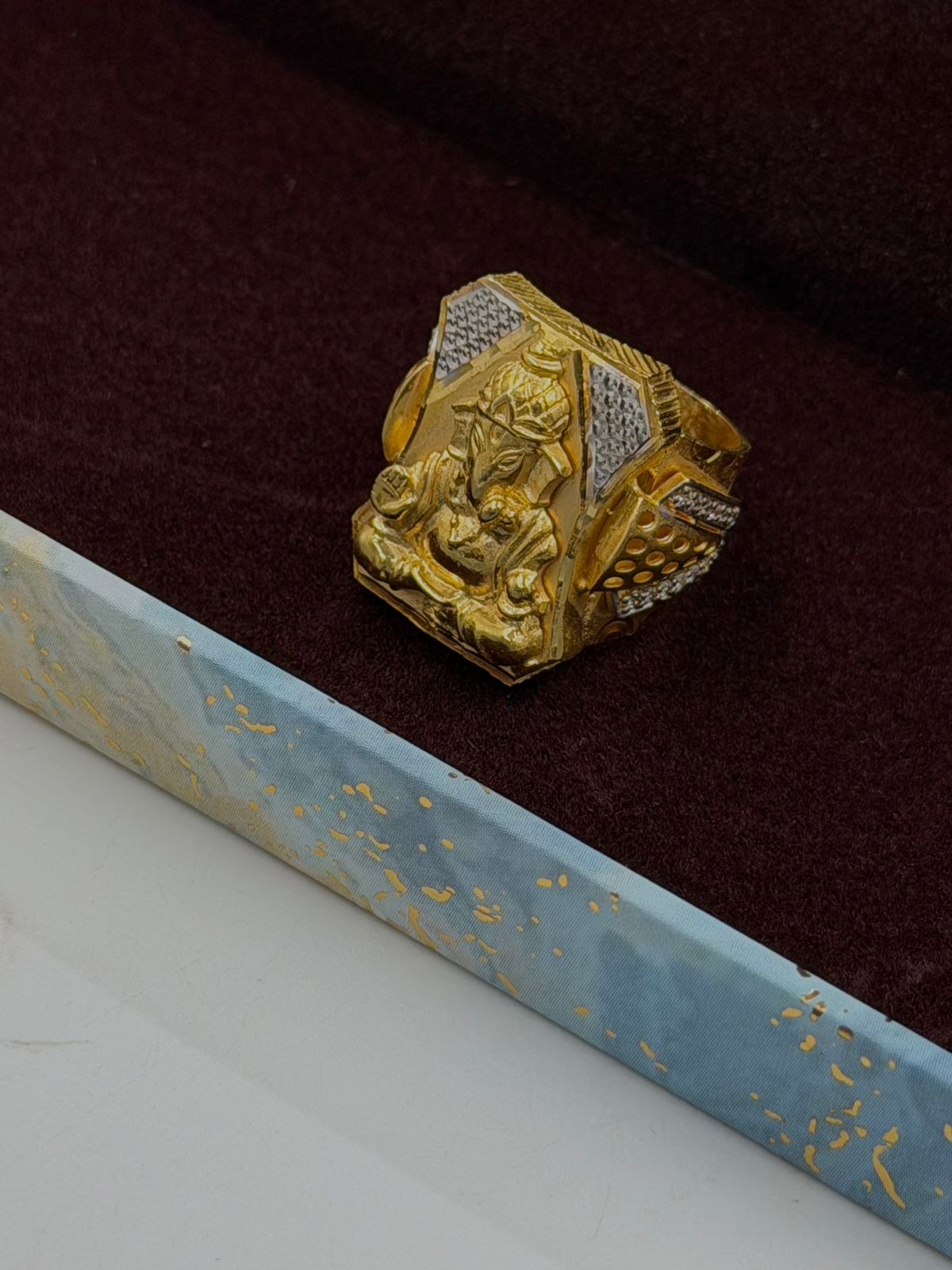 1 GRAM GOLD PLATING GANPATI BAPPA RING FOR MEN DESIGN A-281