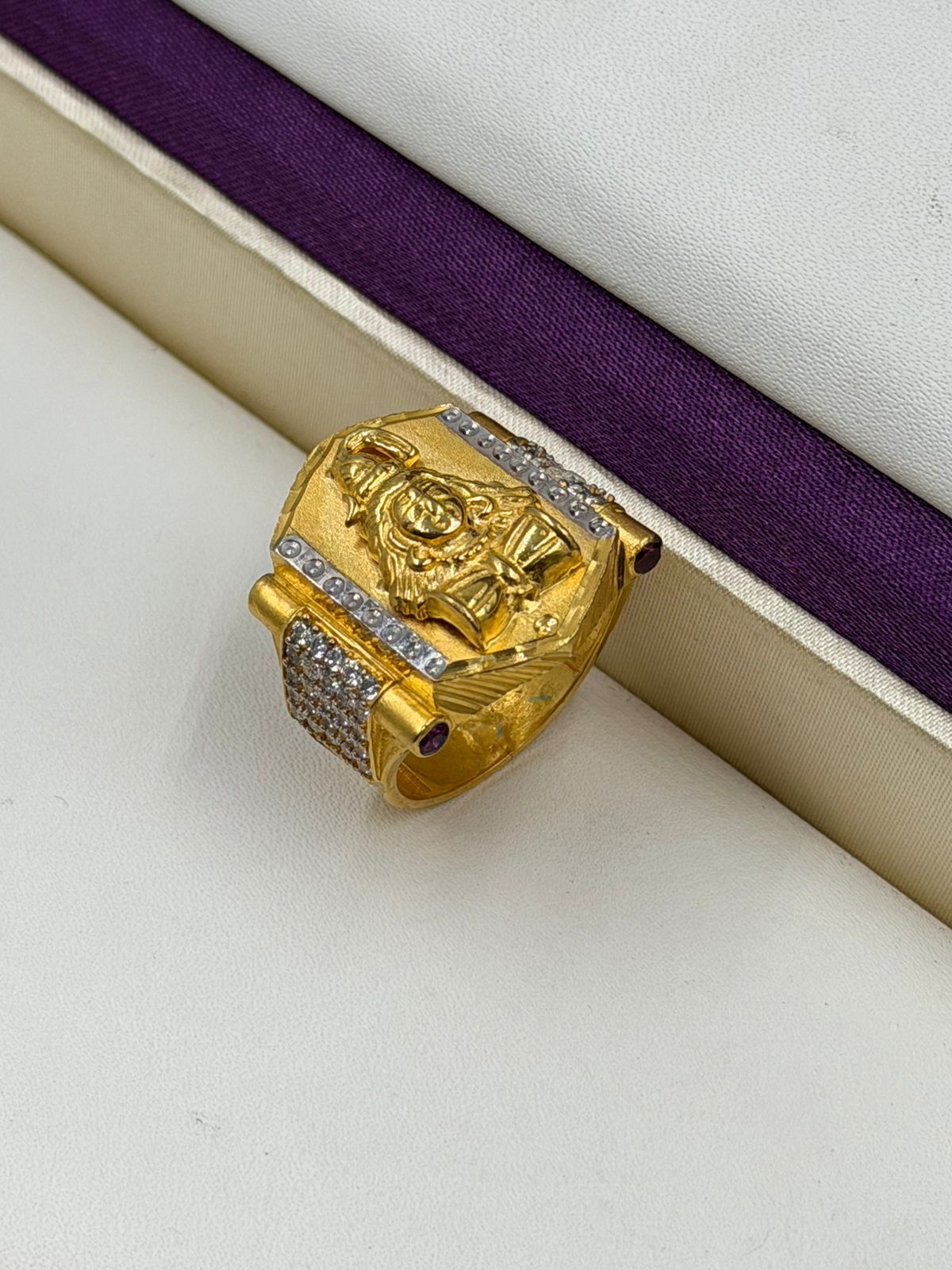 1 GRAM GOLD PLATING MAHADEV DIAMOND  RING FOR MEN DESIGN A-265