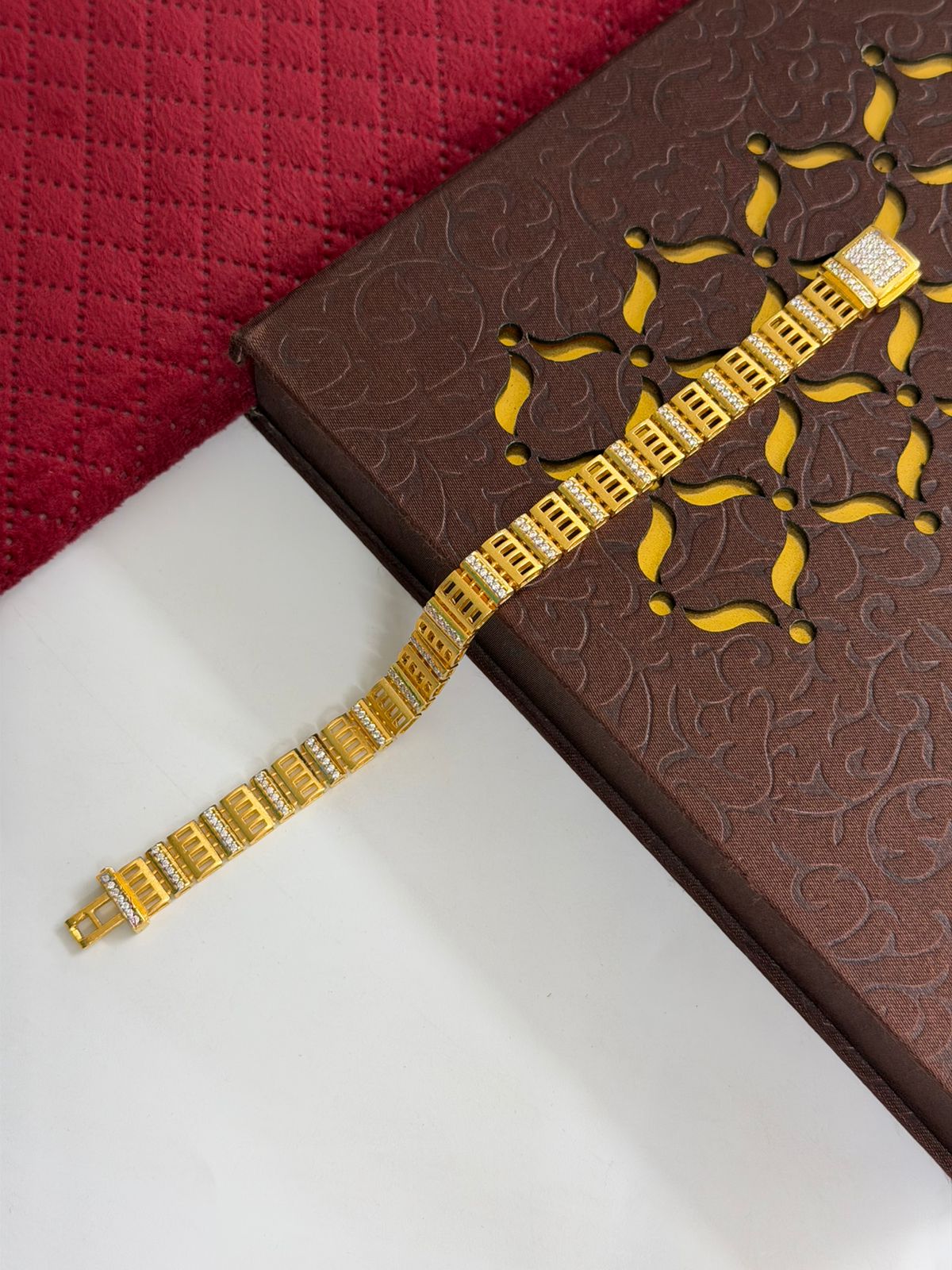 1 GRAM GOLD PREMIUM DIAMOND NEW BRACELET FOR MEN DESIGN  A-505