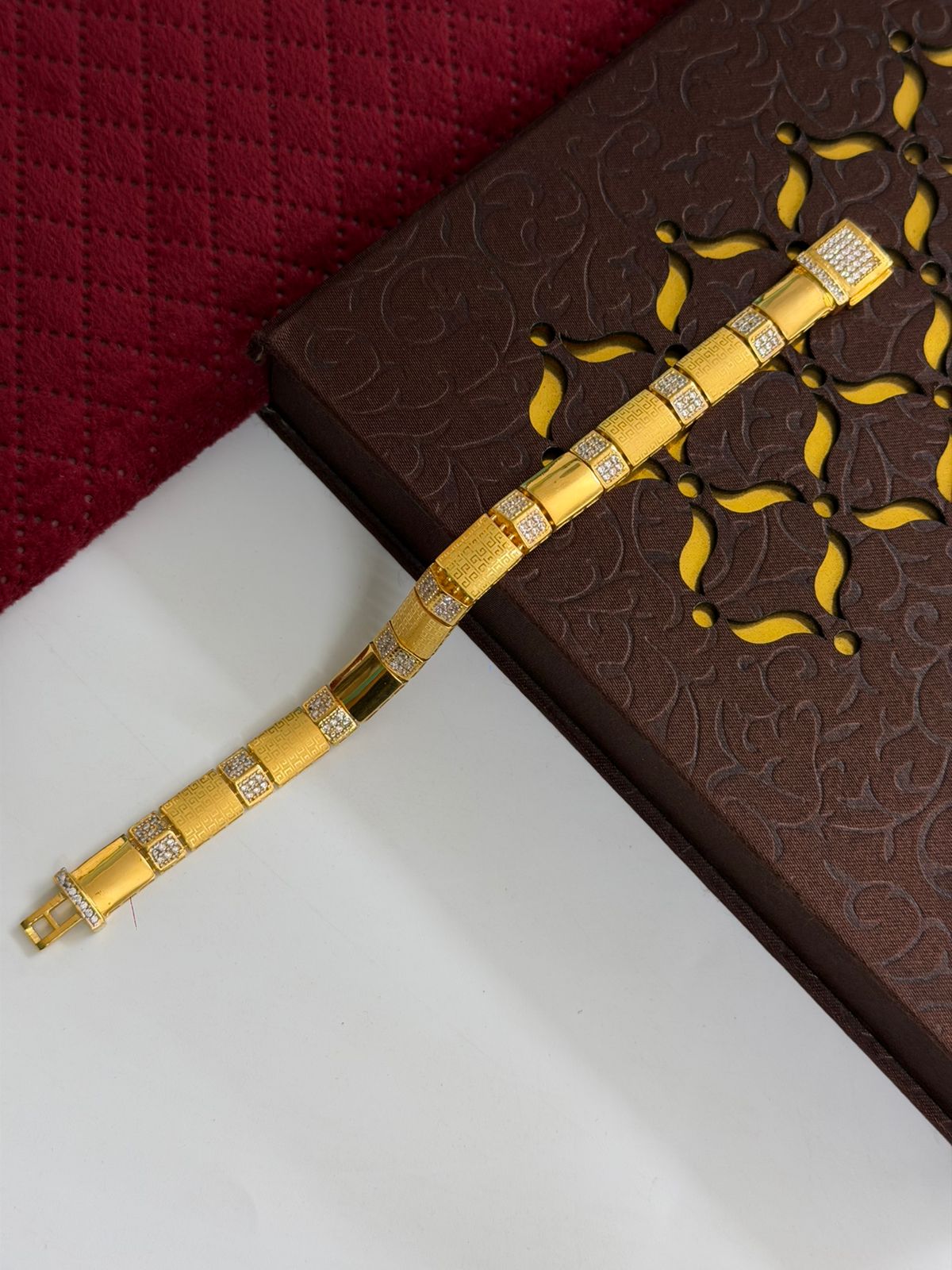 1 GRAM GOLD PREMIUM DIAMOND NEW BRACELET FOR MEN DESIGN A-508